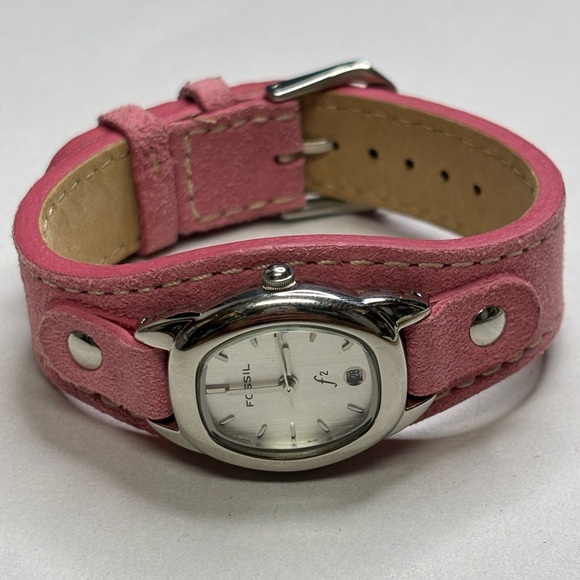 Fossil Wristwatch with Pink Genuine Leather Fossil Band #4924 - Picture 1 of 6